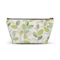 Cherry Plum Leaves Accessory Pouch w T-bottom in Green